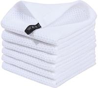 BW&HM Lot de 6 chiffons de nettoyage, en coton, lavables, pour la maison, la cuisine, la vaisselle, 33 x 33 cm, blancs