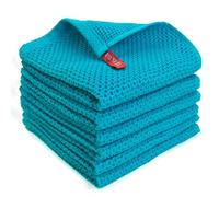 BW&HM Lot de 6 torchons en coton lavables pour la maison, la cuisine, la vaisselle, 33 x 33 cm, bleu sarcelle