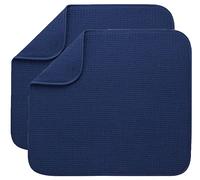 BW&HM Tapis égouttoir vaisselle Microfibre Absorbant Séchage Rapide Pour Cuisine 40 x 46 CM Lavable en Machine Lot de 2 Bleu Marine