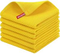 BW&HM Torchons en coton - Torchons de cuisine en coton lavables pour la maison et la cuisine - Lot de 6 - 33x33 cm - Jaune