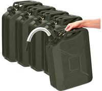 BW® Jerrican en métal - 5 x 20 l - Avec bec verseur - Vert bronze - RAL 6031-F9 - Certifié TÜV et homologation ONU - Fabriqué en Europe