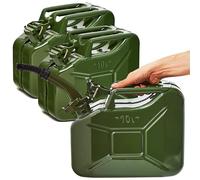 BW® Jerrican en métal de 10 litres avec bec verseur - Vert olive - RAL 6003 - Certifié TÜV et homologation ONU - Fabriqué en Europe