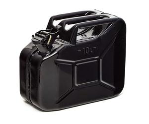BW© Jerrican en métal pour carburant - 10 l - Noir - RAL 9005 - Certifié TÜV et homologation ONU - Fabriqué en Europe