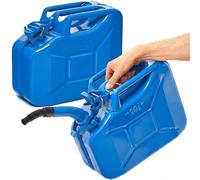 BW® Jerrican en métal pour carburant - 2 x 10 l - Avec bec verseur - Bleu - RAL 5005 - Certifié TÜV et homologation ONU - Fabriqué en Europe