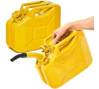 BW® Jerrican en métal pour carburant - 2 x 10 l - Avec bec verseur - Jaune - RAL 1018 - Certifié TÜV et homologation ONU - Fabriqué en Europe
