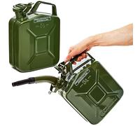 BW® Jerrican en métal pour carburant - 2 x 5 l - Avec bec verseur - Vert olive - RAL 6003 - Certifié TÜV et homologation ONU - Fabriqué en Europe