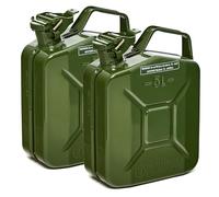 BW® Jerrican en métal pour carburant - 2 x 5 l - Vert olive - RAL 6003 - Certifié TÜV et homologation ONU - Fabriqué en Europe