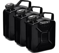 BW® Jerrycan métallique 3x 5 Litres avec bouchon à vis - Noir - RAL 9005 - contrôlé TÜV et homologué ONU - Acier 0,8mm DIN 7274 - Fabriqué en Europe