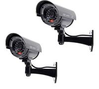 BW Lot de 2 fausses caméras de vidéosurveillance factices 1100B pour intérieur et extérieur avec lumière clignotante en forme de balle Noir