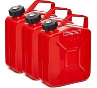 BW® Lot de 3 bidons de carburant en métal bidons d'essence de 5 litres avec bouchon à vis - Rouge - RAL 3000 - Certifié TÜV et homologation ONU - Fabriqué en Europe