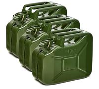 BW® Lot de 3 bidons de carburant en métal de 10 l - Vert olive - RAL 6003 - Certifié TÜV et homologation ONU - Fabriqué en Europe