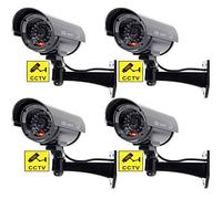 BW Lot de 4 caméras de sécurité factices de vidéosurveillance extérieur intérieur avec lumière clignotante en forme de balle Noir