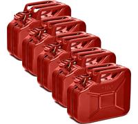 BW® Lot de 5 jerricanes en métal de 10 l - Rouge - RAL 3000 - Certifié TÜV et homologation ONU - Fabriqué en Europe