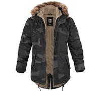 bw-online-shop Parka d'hiver en queue de poisson avec doublure pour homme, Motif camouflage Foncé, XXXL