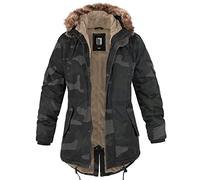bw-online-shop Parka d'hiver pour femme avec doublure en peluche Parka Veste Manteau d'hiver, Motif camouflage Foncé, S