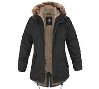 bw-online-shop Parka d'hiver pour femme avec doublure en peluche Parka Veste Manteau d'hiver, Noir , S