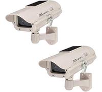BW Solar Outdoor Dummy Camera,New Housing Dummy Security Camera,Package Promotion 2 pcs Solar Power White LED Wireless IR Surveillance Dummy Security Camera,2 PCS Dummy Fake CCTV Security Camera LED Flashing Indoor/Outdoor--Solar Power White x 2 by