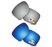 Bwake Verres de rechange polarisés pour lunettes de soleil Oakley Sylas OO9448 57 mm/Sylas XL OO9448 60 mm, Argent + bleu glacier, Sylas