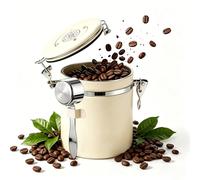 Bwaliffury Boîte à Café Hermétique en acier Inoxydable, 1.2 L Boîte à Café Hermétique, avec Cadran de Date et Cuillère Doseuse, pour café en grains,thé,noix, Conserver l'arôme et Fraîcheur