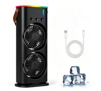 Bwaliffury Mini Climatiseur Mobile, Refroidisseur d'air 280 ml, Portable Climatiseur Mobile 4-en-1, 3 Vitesses, 3 Modes de Brume, 7 LED Couleur, Ventilateur USB Humidificateur pour Chambre Coucher