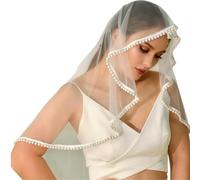 BWANGIAO Voiles de mariée en Perles Blanches aériennes, réutilisables, en Polyester, Parfaits pour Les Robes cathédrale ou Longues Jusqu'au Bout des Doigts.