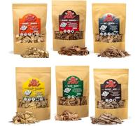 BWAY Chips de Fumage - Bois de Fumage pour Barbecue - 6x1 Litre d'Olivier, d'Oranger, d'Amandier, de Citron, de Noix et de Chêne