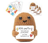 BWAY Pomme de terre positive italienne avec hommage 3 cartes de motivation et 3 autocollants avec bonhomme porte-bonheur mignon - cadeau femme anniversaire - peluche pour décoration maison
