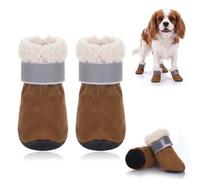 BWBIKE Bottes Chien Hiver Imperméables Lot 4, Doublure Polaire Antidérapant | Lot de 4 bottes pour chien imperméables, doublure polaire chaude, semelles antidérapantes et sangles réfléchissantes