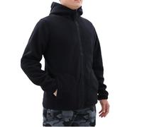BWBIKE Hommes Extérieur Veste Polaire Réversible À Capuche Veste Polaire Fermeture Éclair Complète À Manches Longues Manteau D’Hiver Vêtements D’extérieur pour Hommes Femmes, Noir, XL