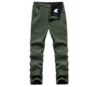 BWBIKE Hommes Hiver Polaire Épais Chaud Pantalon Extérieur Coupe-Vent Imperméable À La Randonnée Soft Shell (Taille 84-88cm, Étiquette XL, Vert Armée)