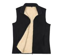 BWBIKE Hommes Polaire Doublé Gilet Vêtements D’extérieur Hommes Gilets Polaires Randonnée Outdoor Activewear Gilet Gilet Entièrement Zip Gilet de Golf Sans Manches Utilitaire Gilets Cargo, Noir, XXL