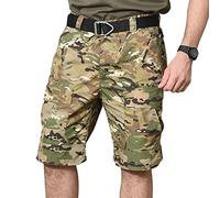 BWBIKE Short Cargo Tactique pour Homme Pantalon Multi-Poches d'extérieur Short d'entraînement d'été Pantalon de Fan de l'armée de Banlieue Militaire (sans Ceinture), Camouflage