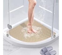 BWBIKE Tapis de Douche d’Angle Antidérapant 70 x 70 CM Tapis de Baignoire Tapis de Sol de Douche à l’Intérieur et à l’Extérieur Tapis de Cabine de Douche avec Ventouses et Trous de Vidange，Blanc