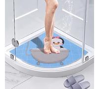 BWBIKE Tapis de Douche d'angle Loofah,Tapis de Bain Antidérapant Anti Moisissure 60 x 60 cm,Tapis de Douche pour Douche Intérieure Extérieure, Tapis de Bain Secteur Lavable pour Sol de Salle de Bain