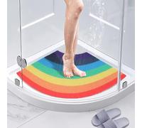 BWBIKE Tapis de Douche d'angle Loofah,Tapis de Bain Antidérapant Anti Moisissure 60 x 60 cm,Tapis de Douche pour Douche Intérieure Extérieure, Tapis de Bain Secteur Lavable pour Sol de Salle de Bain