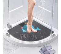 BWBIKE Tapis de Douche d'angle Loofah,Tapis de Bain Antidérapant Anti Moisissure 60 x 60 cm,Tapis de Douche pour Douche Intérieure Extérieure, Tapis de Bain Secteur Lavable pour Sol de Salle de Bain