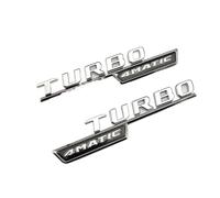 BWBVHRHZY Autocollants de Logo voiture en lettres chromées noires 3d, adaptés for Mercedes A45S AMG W177, accessoires Turbo 4matic, emblème coffre arrière(TB Silver 2pcs)