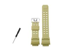 BWBVHRHZY Bracelet de montre en caoutchouc de silicone 16 mm joint convexe noir rouge orange bleu vert beige bracelet de montre adapté for CASIO adapté for G-SHOCK 3410 GW-9400 GW9300(A Grass green-S)