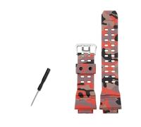 BWBVHRHZY Bracelet de montre en caoutchouc de silicone 16 mm joint convexe noir rouge orange bleu vert beige bracelet de montre adapté for CASIO adapté for G-SHOCK 3410 GW-9400 GW9300(A Camo red-S)