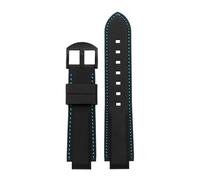 BWBVHRHZY Bracelet de montre en caoutchouc de Silicone 16mm Joint convexe noir rouge Orange blanc bleu lignes hommes bracelet de montre accessoire adapté for Timex T2N721 T2N720(Black blue-B pin)