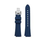 BWBVHRHZY Bracelet de montre en caoutchouc de Silicone 24 * 16mm, Joint convexe, noir, bleu, vert, Orange, for hommes, adapté for Timex Adventure Tidal IQ T2N720 T2N721(Dark blue-Silver)