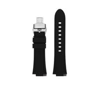 BWBVHRHZY Bracelet de montre en caoutchouc de Silicone 24 * 16mm, Joint convexe, noir, bleu, vert, Orange, for hommes, adapté for Timex Adventure Tidal IQ T2N720 T2N721(Black-Silver)
