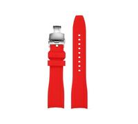 BWBVHRHZY Bracelet de montre en caoutchouc de Silicone for CASIO EFR-303L EFR-303D EFR-304, extrémité incurvée de 22mm, noir, bleu, Orange, rouge, jaune, blanc, for hommes(Red-silver)