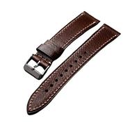 BWBVHRHZY Bracelet de montre Folio en cuir, 18, 20, 22MM, clipsé, marron, noir, cousu for la main, convient for montres Vintage for hommes(A silver buckle,22mm)