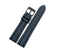 BWBVHRHZY Bracelet de montre Viton adapté for o-mega adapté for RoX adapté for s-eiko Sharkey MM300 Bracelet de montre gaufré en caoutchouc fluoré Bracelet en Silicone 20mm 22mm(Blue A pin black,20mm)