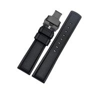 BWBVHRHZY Bracelet de montre Viton adapté for o-mega adapté for RoX adapté for s-eiko Sharkey MM300 Bracelet de montre gaufré en caoutchouc fluoré Bracelet en Silicone 20mm 22mm(Black B black,20mm)