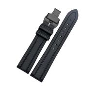 BWBVHRHZY Bracelet de montre Viton adapté for o-mega adapté for RoX adapté for s-eiko Sharkey MM300 Bracelet de montre gaufré en caoutchouc fluoré Bracelet en Silicone 20mm 22mm(Black A black,20mm)