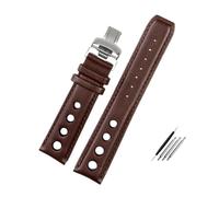 BWBVHRHZY Bracelet en cuir adapté for Tissot 1853, Bracelet de montre de sport de course PRS516 T91 1853, couche supérieure 20mm, accessoires(Brown silver)