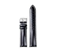 BWBVHRHZY Bracelet en cuir verni fait for la main, libération rapide 18 19 20 21 22MM, couche de tête noire, Bracelet Vintage for hommes(A Silver Buckle,22mm)
