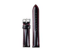 BWBVHRHZY Bracelet en cuir verni fait for la main, libération rapide 18 19 20 21 22MM, couche de tête noire, Bracelet Vintage for hommes(C Silver Buckle,21mm)